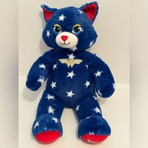Build-A-Bear Wonder Women 17” Cat Plush Blue with White Stars